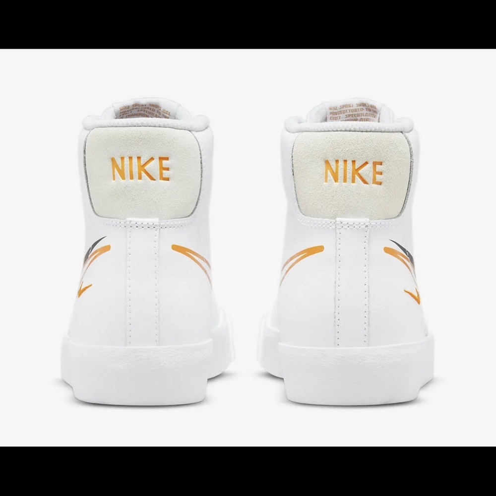 Nike Blazer Mid '77 GS “Multi Swoosh” White Black Kumquat DV7142-100 Size 7Y - Picture 4 of 6